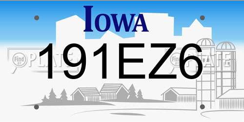 191EZ6 Iowa License Plate