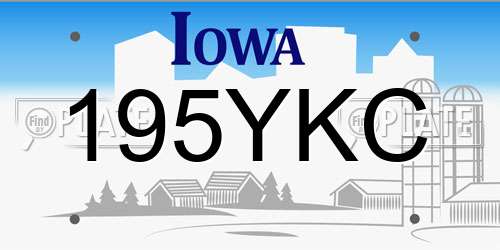 195YKC Iowa License Plate