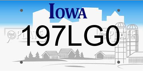 197LG0 Iowa License Plate