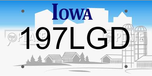 197LGD Iowa License Plate