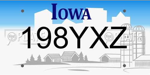 198YXZ Iowa License Plate