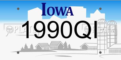 1990QI Iowa License Plate