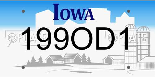 199OD1 Iowa License Plate