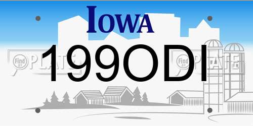 199ODI Iowa License Plate