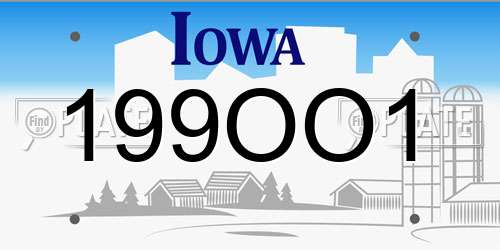 199OO1 Iowa License Plate