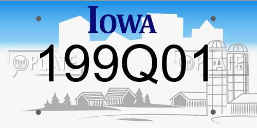199Q01 Iowa License Plate