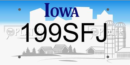 199SFJ Iowa License Plate