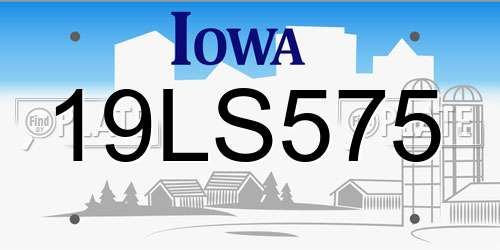 19LS575 Iowa License Plate
