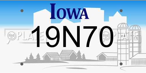 19N70 Iowa License Plate