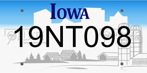 19NT098 Iowa License Plate