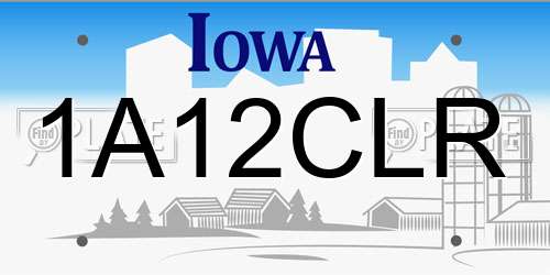 1A12CLR Iowa License Plate