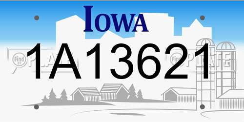 1A13621 Iowa License Plate