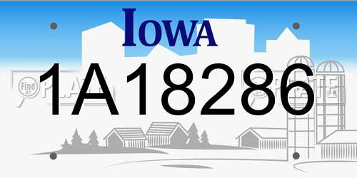 1A18286 Iowa License Plate