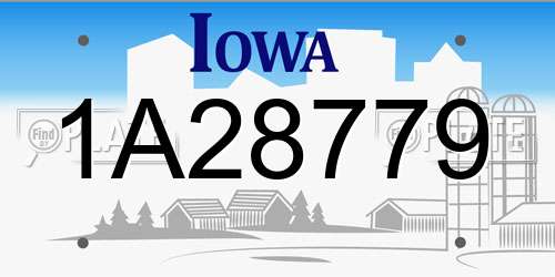 1A28779 Iowa License Plate