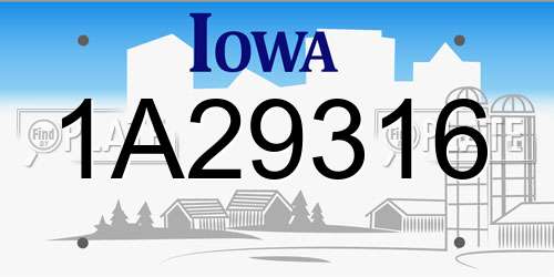 1A29316 Iowa License Plate