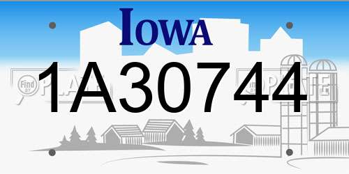 1A30744 Iowa License Plate