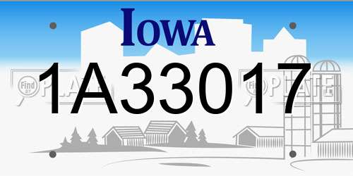 1A33017 Iowa License Plate