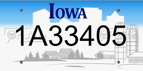 1A33405 Iowa License Plate