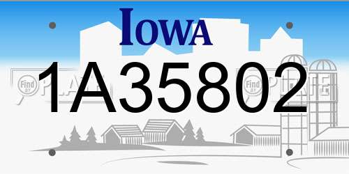 1A35802 Iowa License Plate