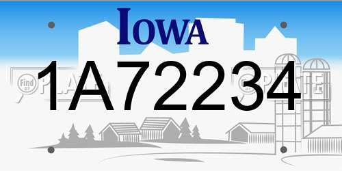 1A72234 Iowa License Plate