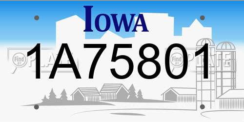 1A75801 Iowa License Plate
