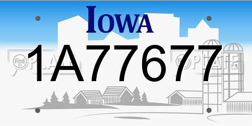 1A77677 Iowa License Plate
