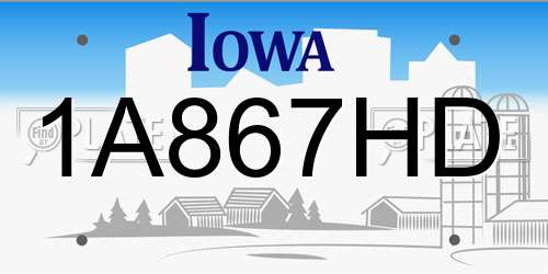 1A867HD Iowa License Plate