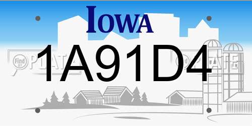 1A91D4 Iowa License Plate
