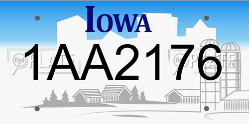 1AA2176 Iowa License Plate