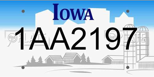 1AA2197 Iowa License Plate