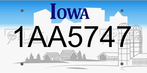 1AA5747 Iowa License Plate