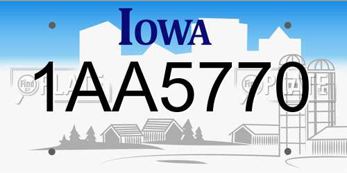 1AA5770 Iowa License Plate