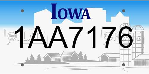 1AA7176 Iowa License Plate
