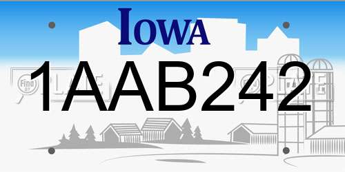 1AAB242 Iowa License Plate