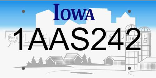 1AAS242 Iowa License Plate