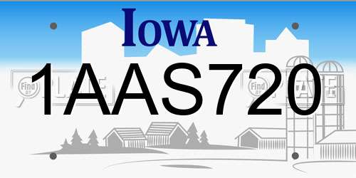 1AAS720 Iowa License Plate