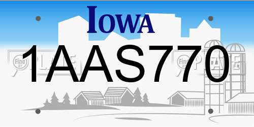 1AAS770 Iowa License Plate