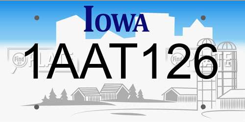 1AAT126 Iowa License Plate