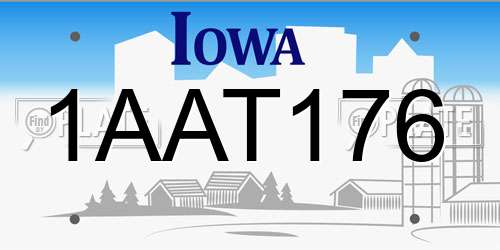 1AAT176 Iowa License Plate