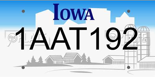 1AAT192 Iowa License Plate