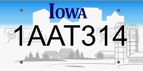 1AAT314 Iowa License Plate