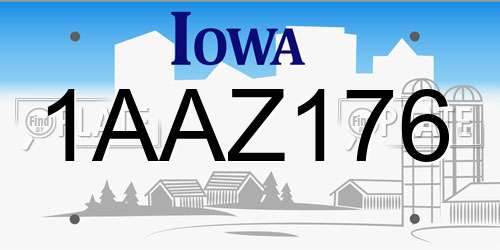 1AAZ176 Iowa License Plate