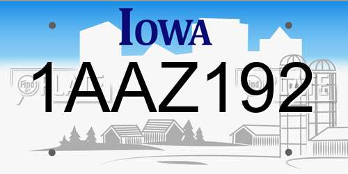 1AAZ192 Iowa License Plate