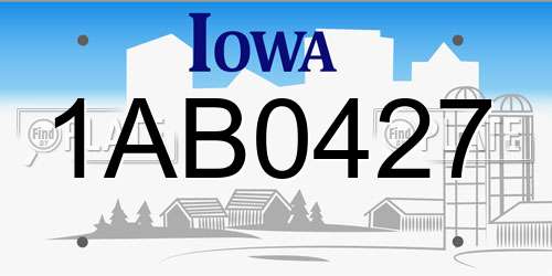 1AB0427 Iowa License Plate
