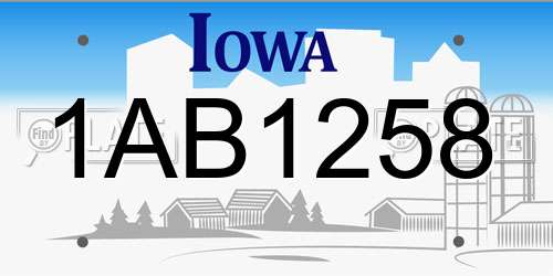 1AB1258 Iowa License Plate