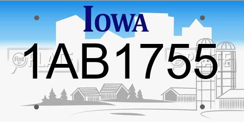 1AB1755 Iowa License Plate