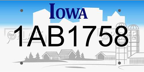 1AB1758 Iowa License Plate