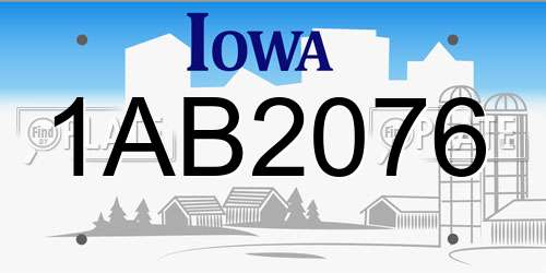 1AB2076 Iowa License Plate