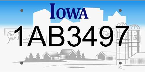 1AB3497 Iowa License Plate