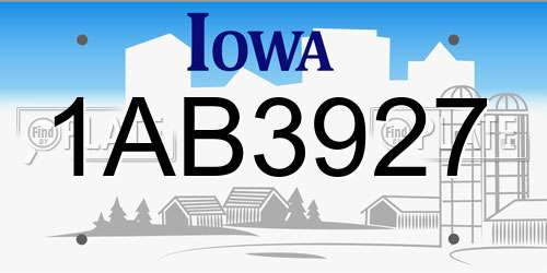 1AB3927 Iowa License Plate